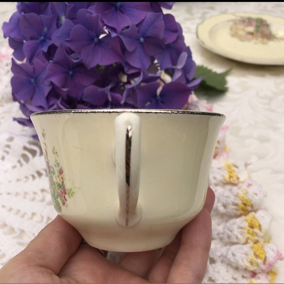 1930s W.S. George Teacup and Saucer Set LIDO Canarytone Silver Edge Trim - Picture 14 of 14